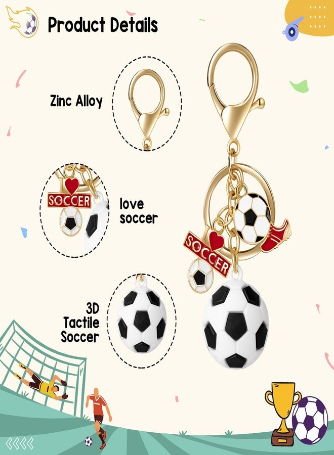 Joyline Soccer Gifts Funny Soccer Keychain for Men Women Mini 3D Love Football&Trophy Charm Keychain - Image 3